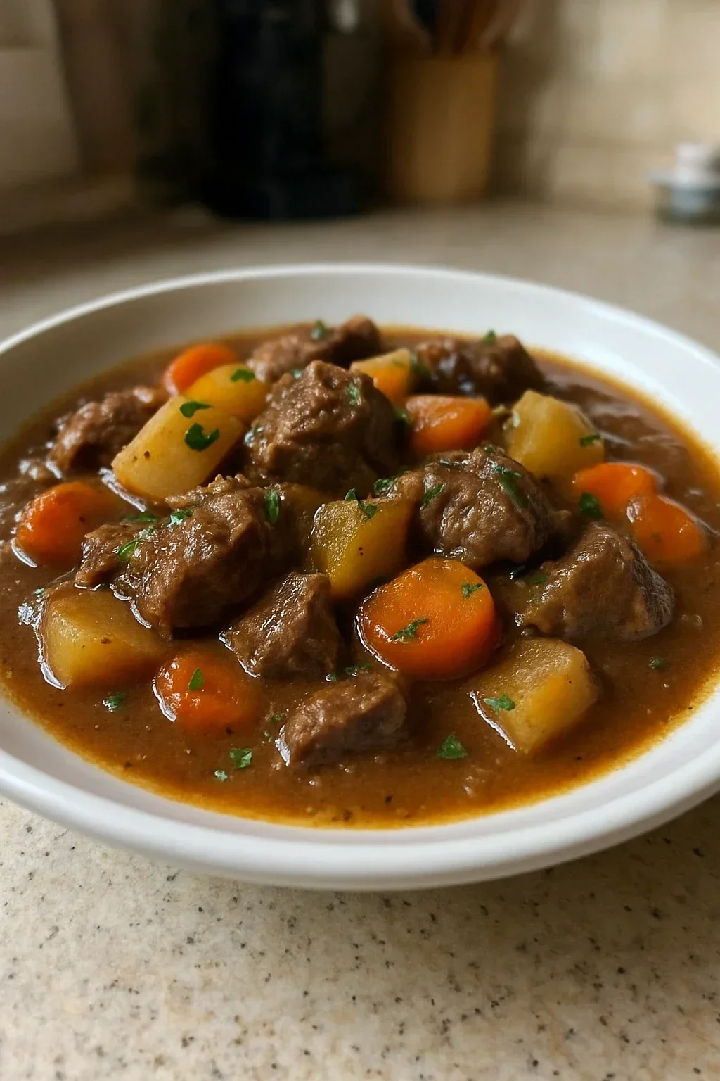 Beef pieces being browned in hot oil, showing golden-brown crusts developing on multiple sides