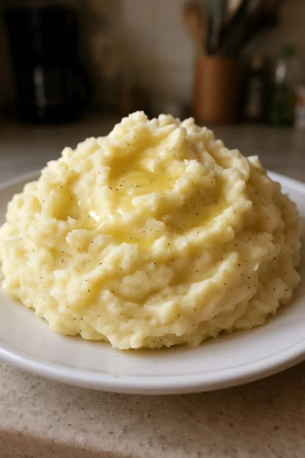 Minced garlic being warmed in melted butter in small saucepan, showing fragrant steam