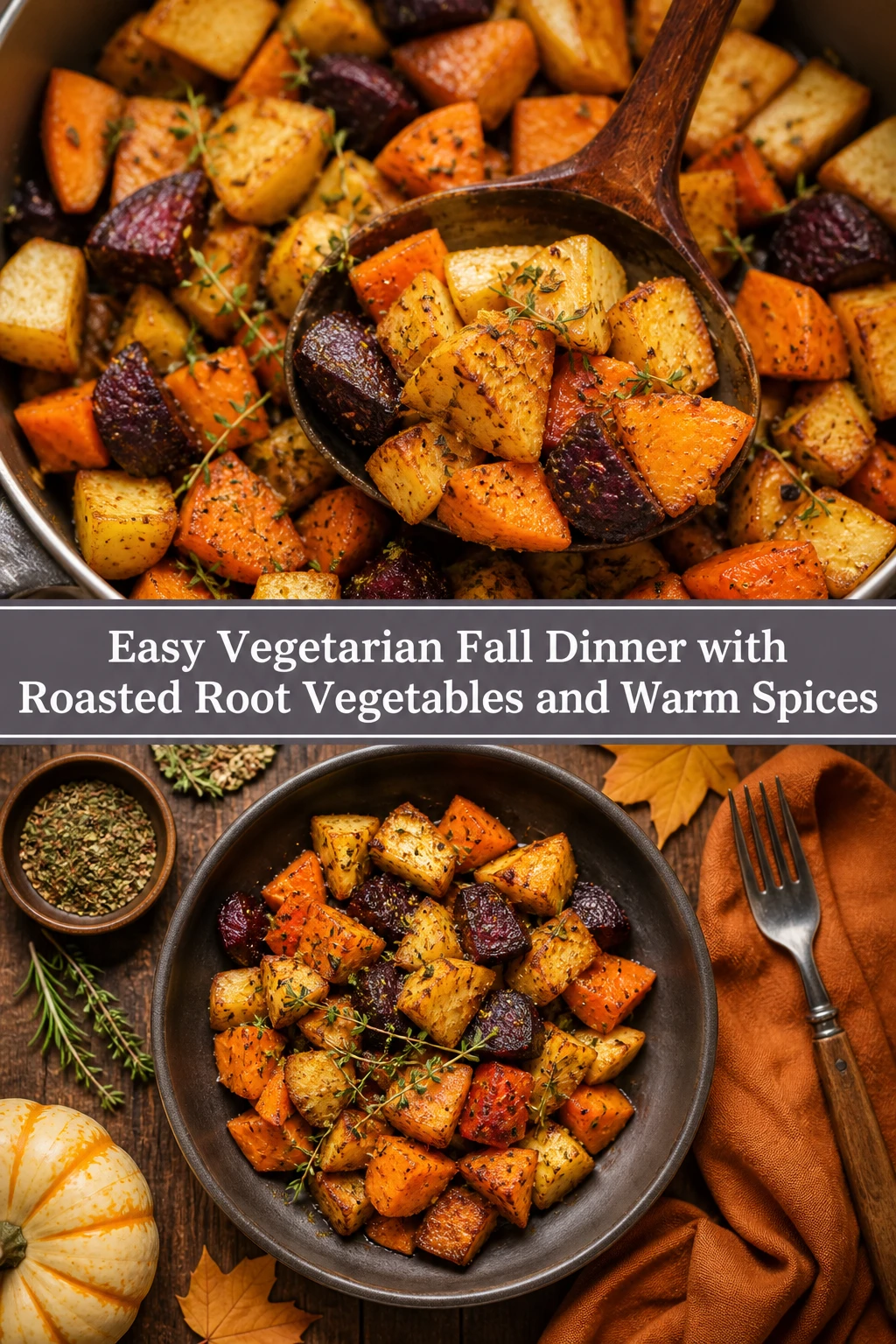 Easy Vegetarian Fall Dinner with Roasted Root Vegetables and Warm Spices