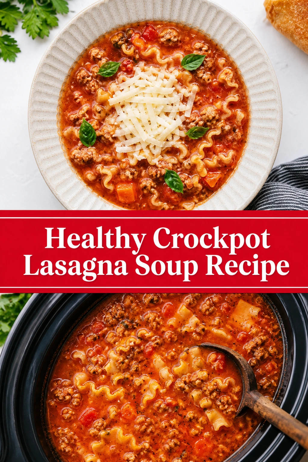 Healthy Crockpot Lasagna Soup Recipe
