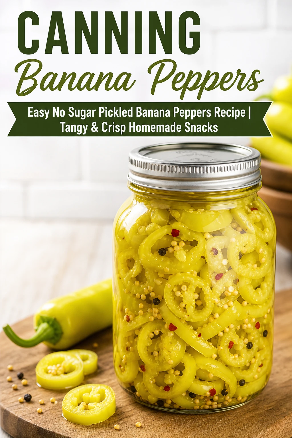 Easy No Sugar Pickled Banana Peppers Recipe | Tangy & Crisp Homemade Snacks