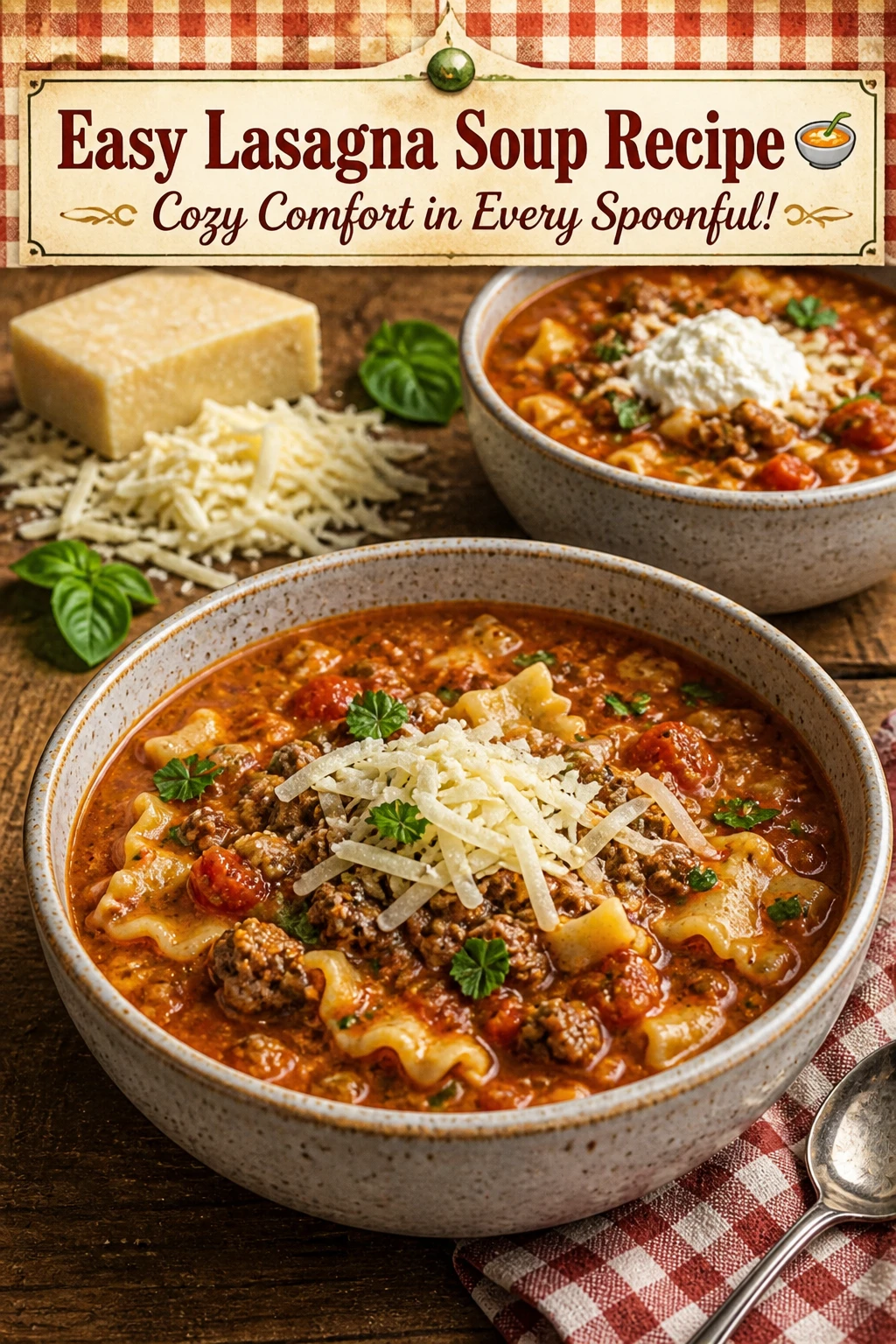 Easy Lasagna Soup Recipe 🍲 Cozy Comfort in Every Spoonful!