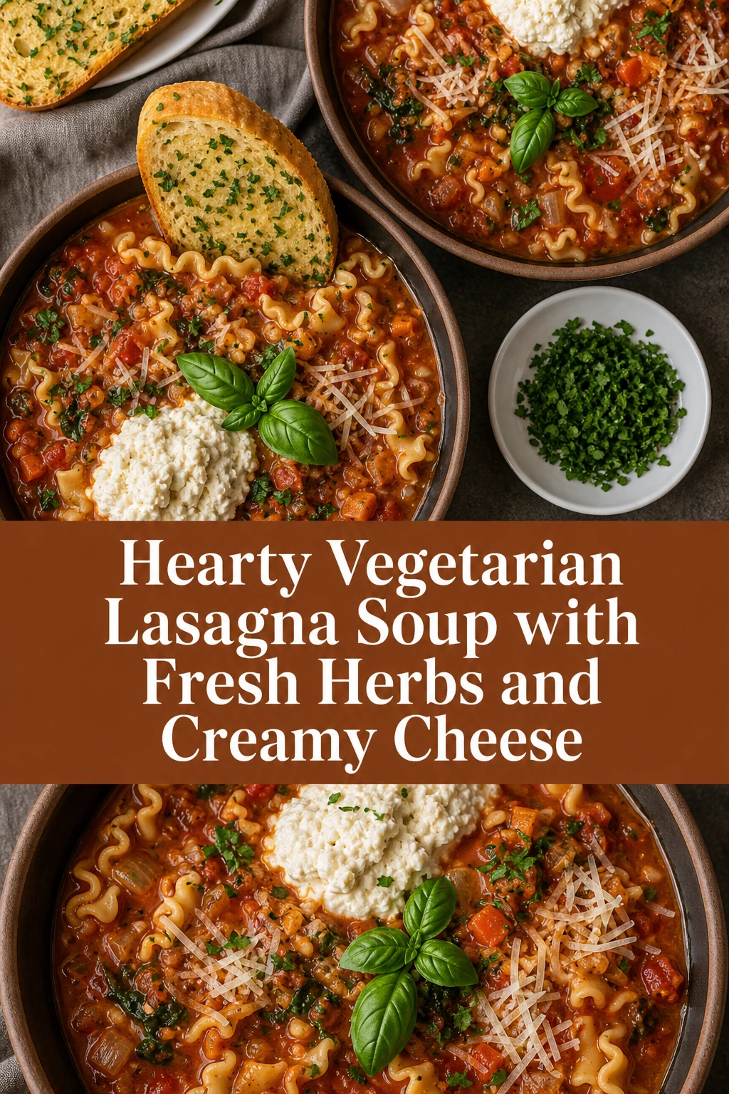 Hearty Vegetarian Lasagna Soup with Fresh Herbs and Creamy Cheese