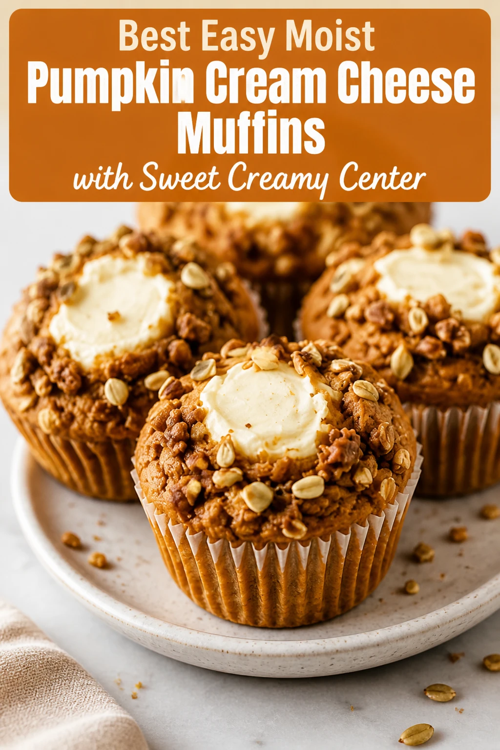 Best Easy Moist Pumpkin Cream Cheese Muffins with Sweet Creamy Center
