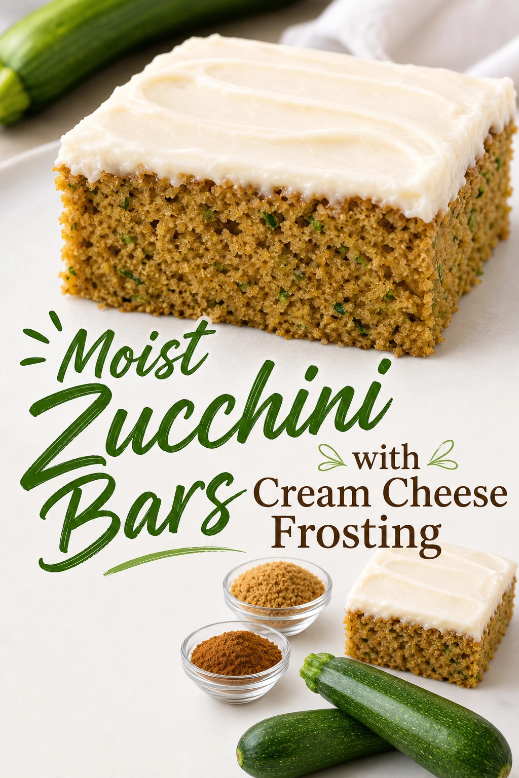 Moist Zucchini Bars with Cream Cheese Frosting